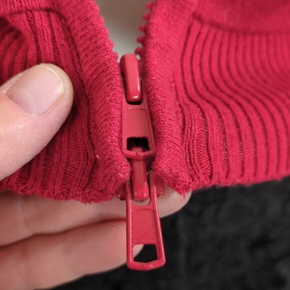 Vintage Rampage Cropped Red Hoodie Sweater, 3/4 Length Sleeves - Picture 2 of 10